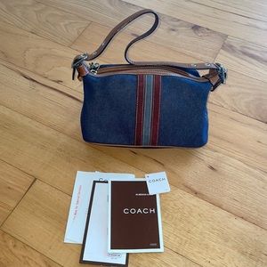 Darling coach mini denim with suede detail. Never used. Nwt